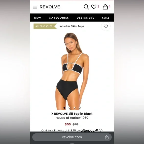 House of Harlow 1960 x REVOLVE Jill Top and High Waist Bottoms Bikini Black - Picture 5 of 9